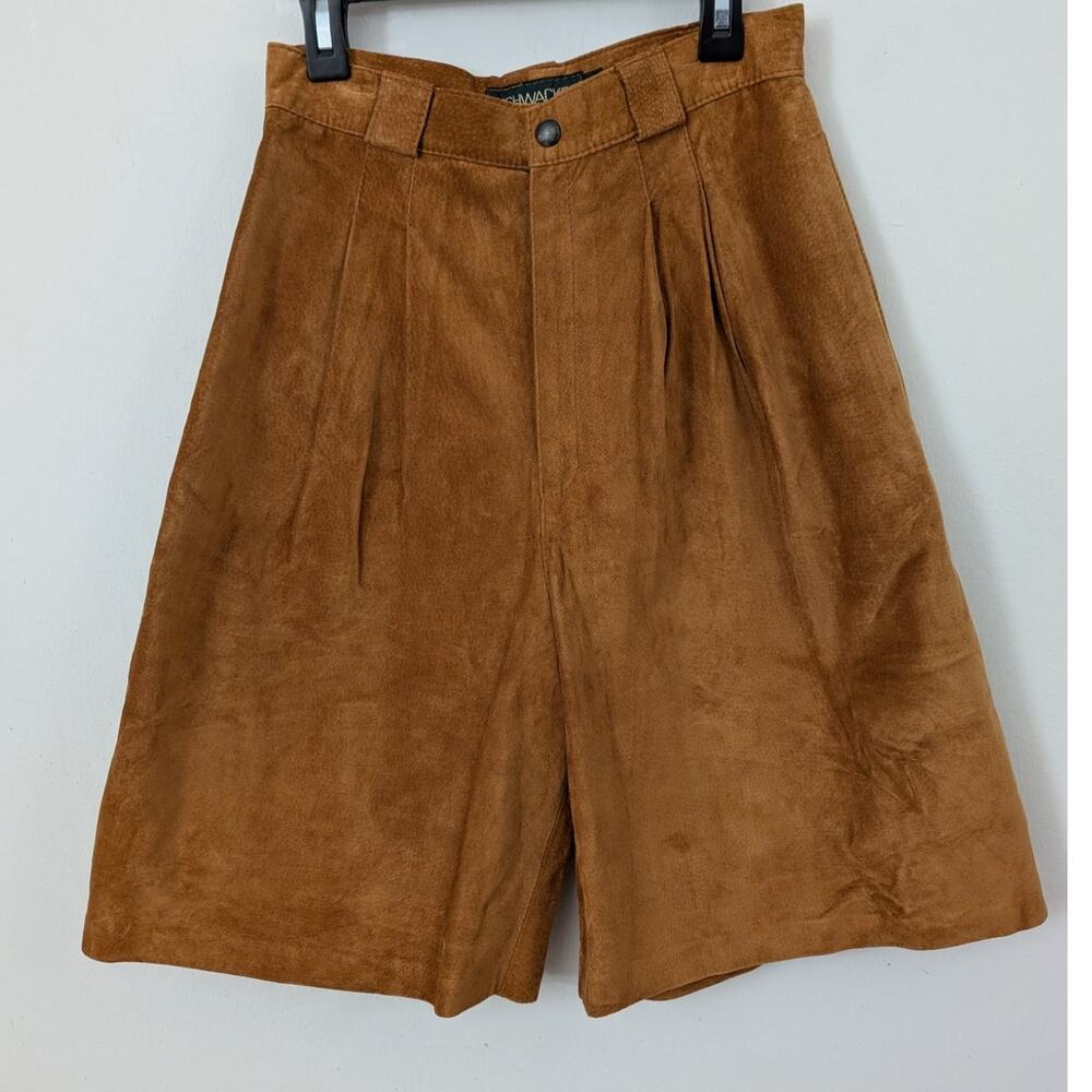 Bushwacker USA Vintage Suede Nubuck Leather High Waisted Shorts - Picture 3 of 13